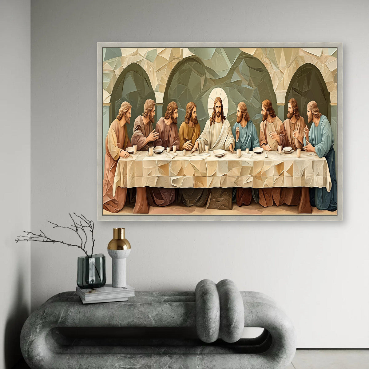 The Last Supper Canvas Wall Art, Religious Christian Decor, Biblical Scene Painting, Jesus and Disciples Artwork, Ready To Hang Decoration