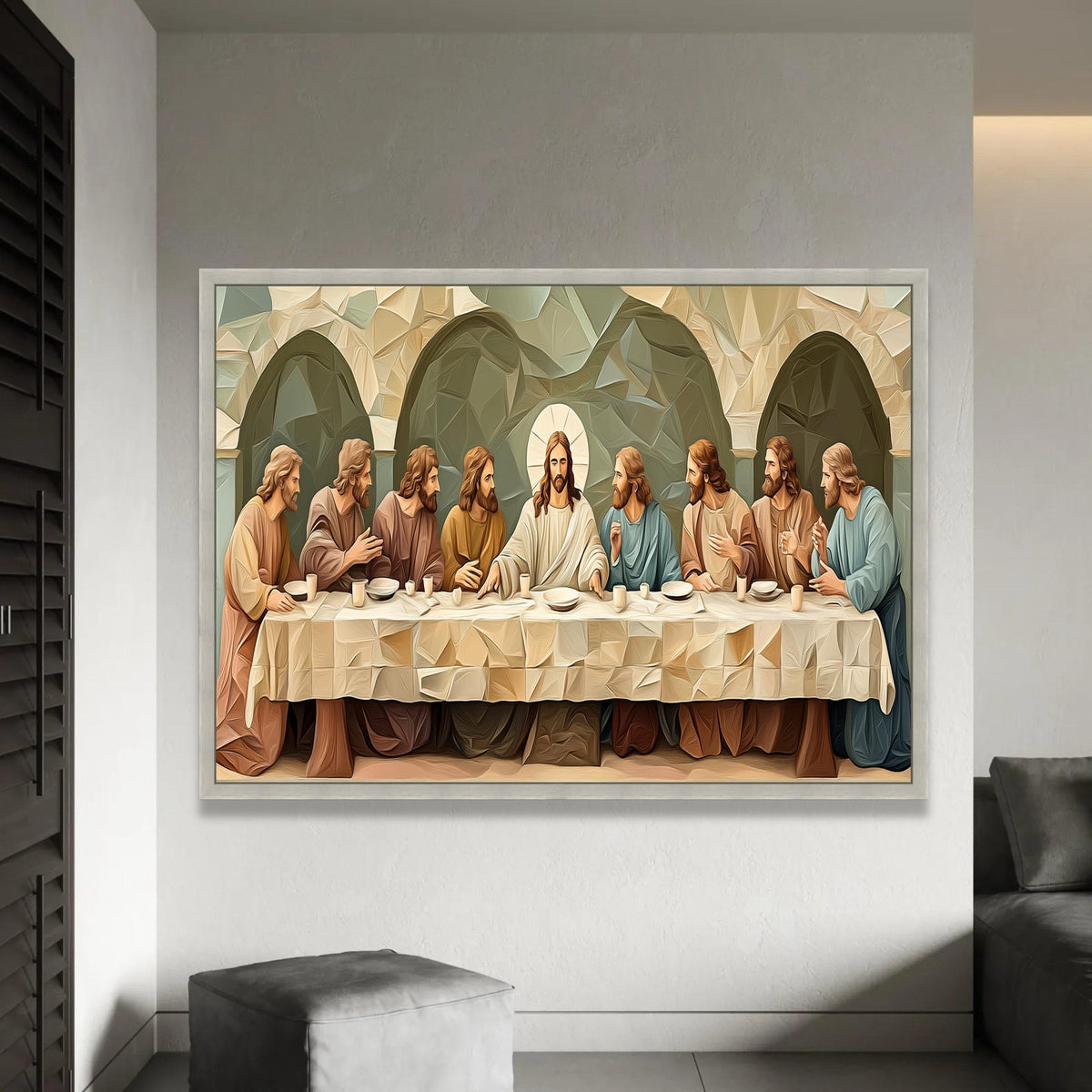 The Last Supper Canvas Wall Art, Religious Christian Decor, Biblical Scene Painting, Jesus and Disciples Artwork, Ready To Hang Decoration