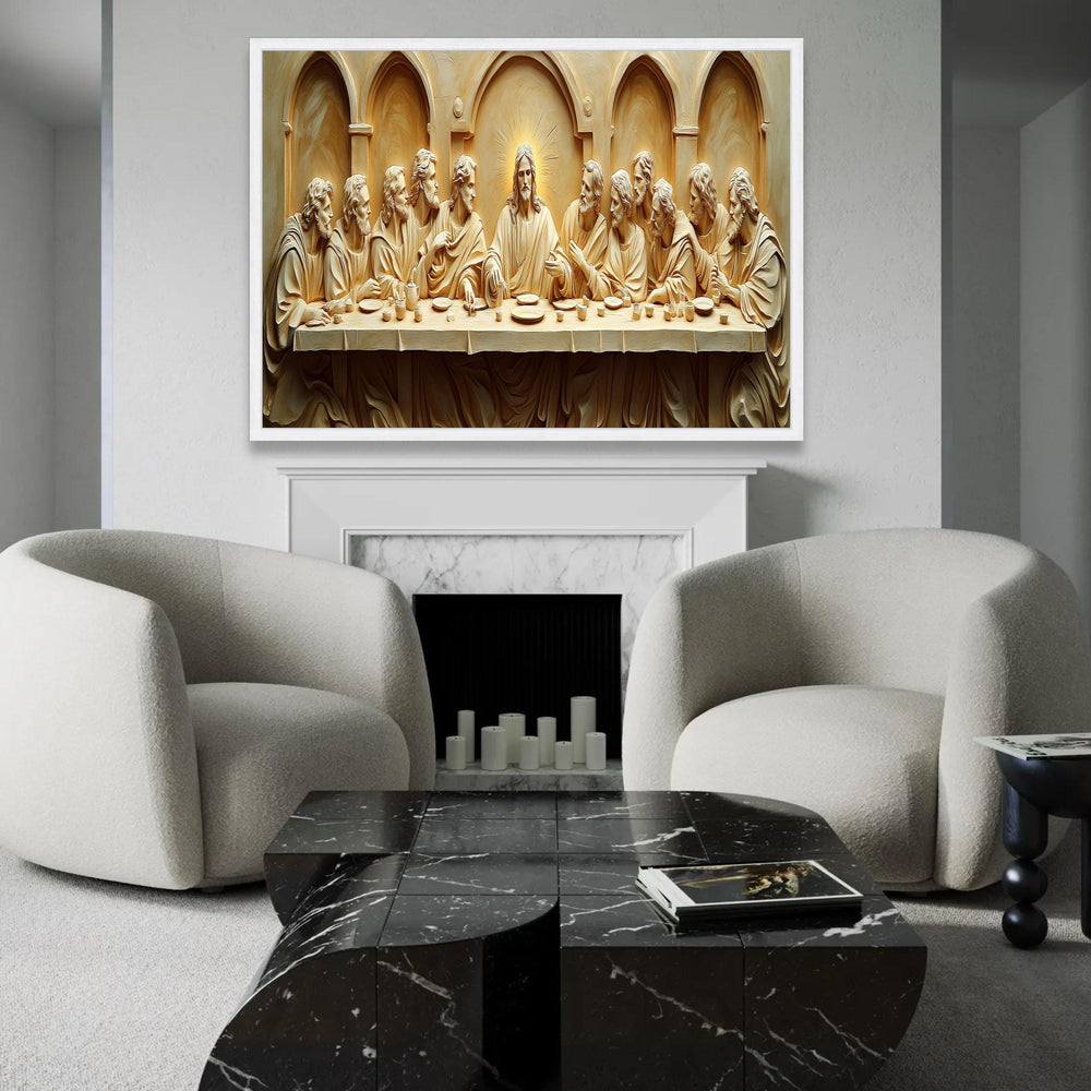 The Last Supper Sculpture Canvas, Jesus and Apostles Wall Art, Religious Christian Decor, Biblical Canvas Art, Ready To Hang Decoration