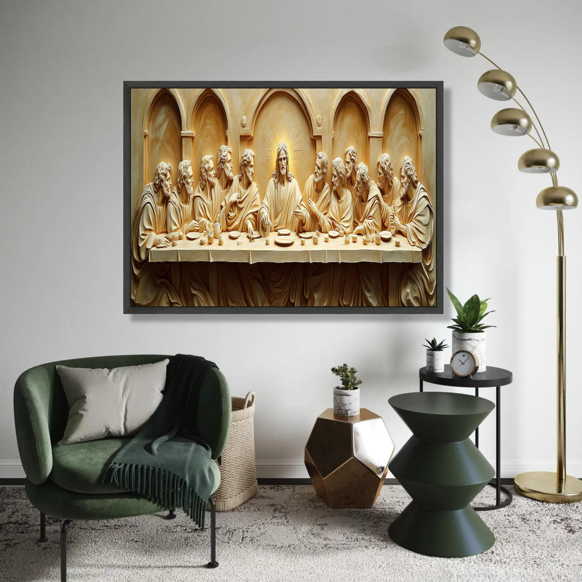The Last Supper Sculpture Canvas, Jesus and Apostles Wall Art, Religious Christian Decor, Biblical Canvas Art, Ready To Hang Decoration
