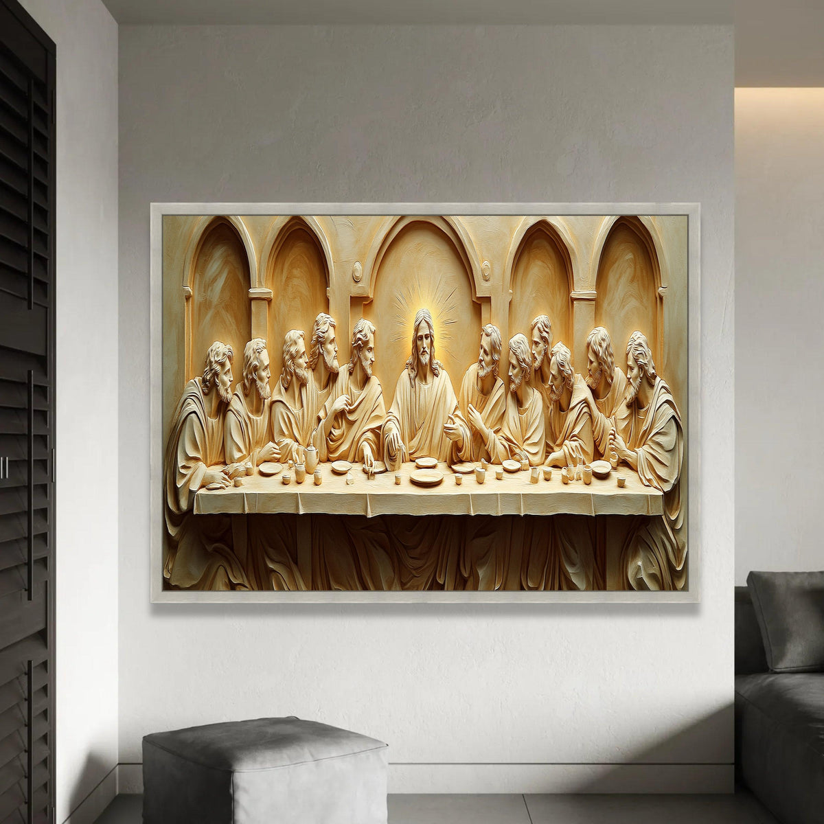The Last Supper Sculpture Canvas, Jesus and Apostles Wall Art, Religious Christian Decor, Biblical Canvas Art, Ready To Hang Decoration
