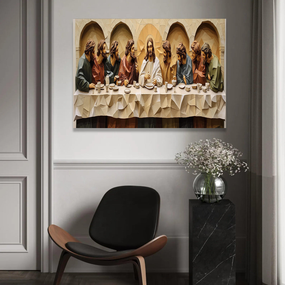 The Last Supper Canvas Wall Art, Religious Christian Decor, Jesus and Disciples Artwork, Spiritual Home Decoration, Ready To Hang Decoration