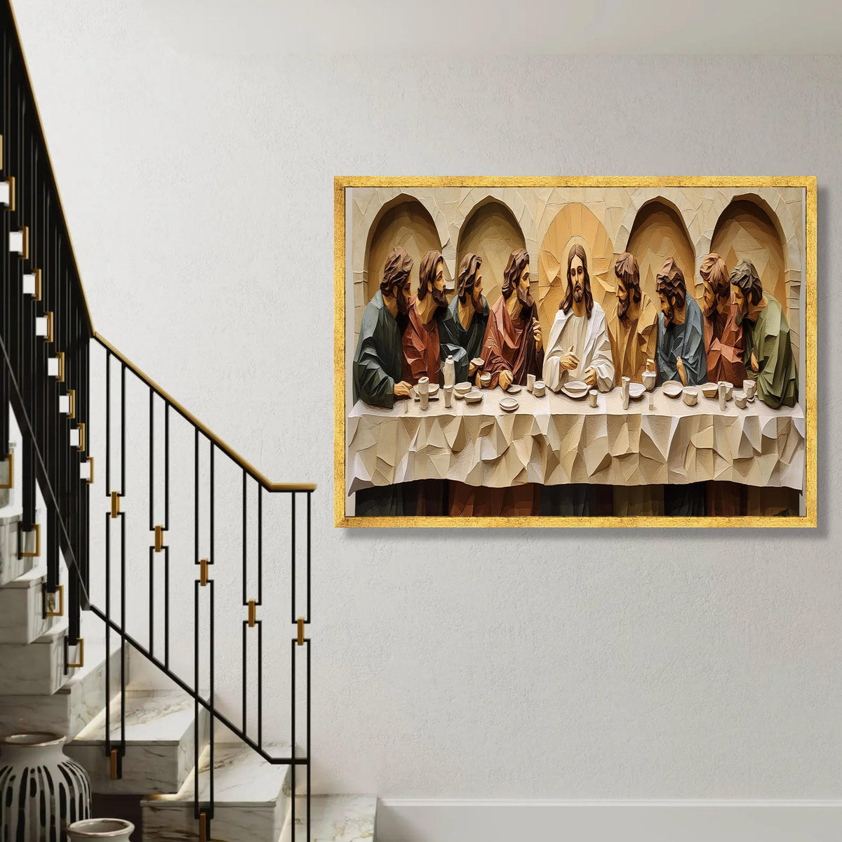 The Last Supper Canvas Wall Art, Religious Christian Decor, Jesus and Disciples Artwork, Spiritual Home Decoration, Ready To Hang Decoration