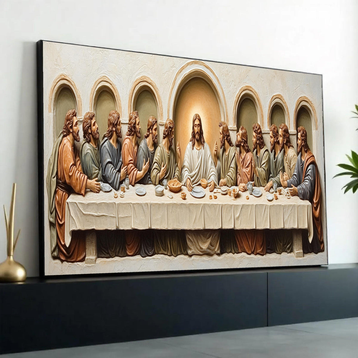 The Last Supper Canvas Wall Art, Religious Christian Decor, Jesus and Apostles Painting, Spiritual Home Decoration, Ready To Hang Decoration