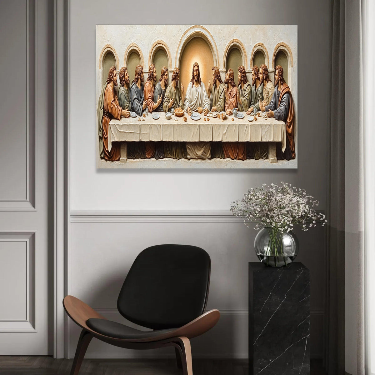 The Last Supper Canvas Wall Art, Religious Christian Decor, Jesus and Apostles Painting, Spiritual Home Decoration, Ready To Hang Decoration