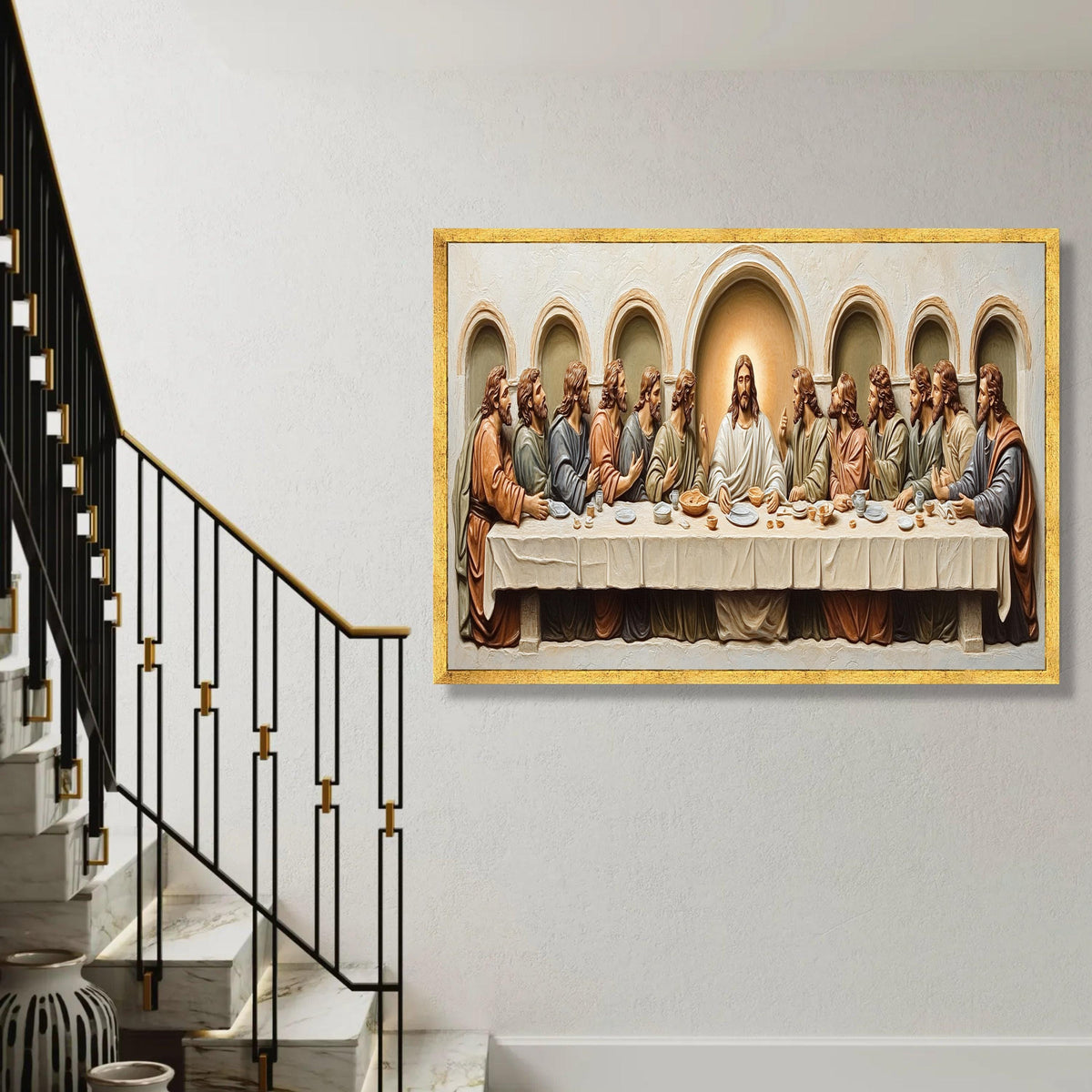 The Last Supper Canvas Wall Art, Religious Christian Decor, Jesus and Apostles Painting, Spiritual Home Decoration, Ready To Hang Decoration