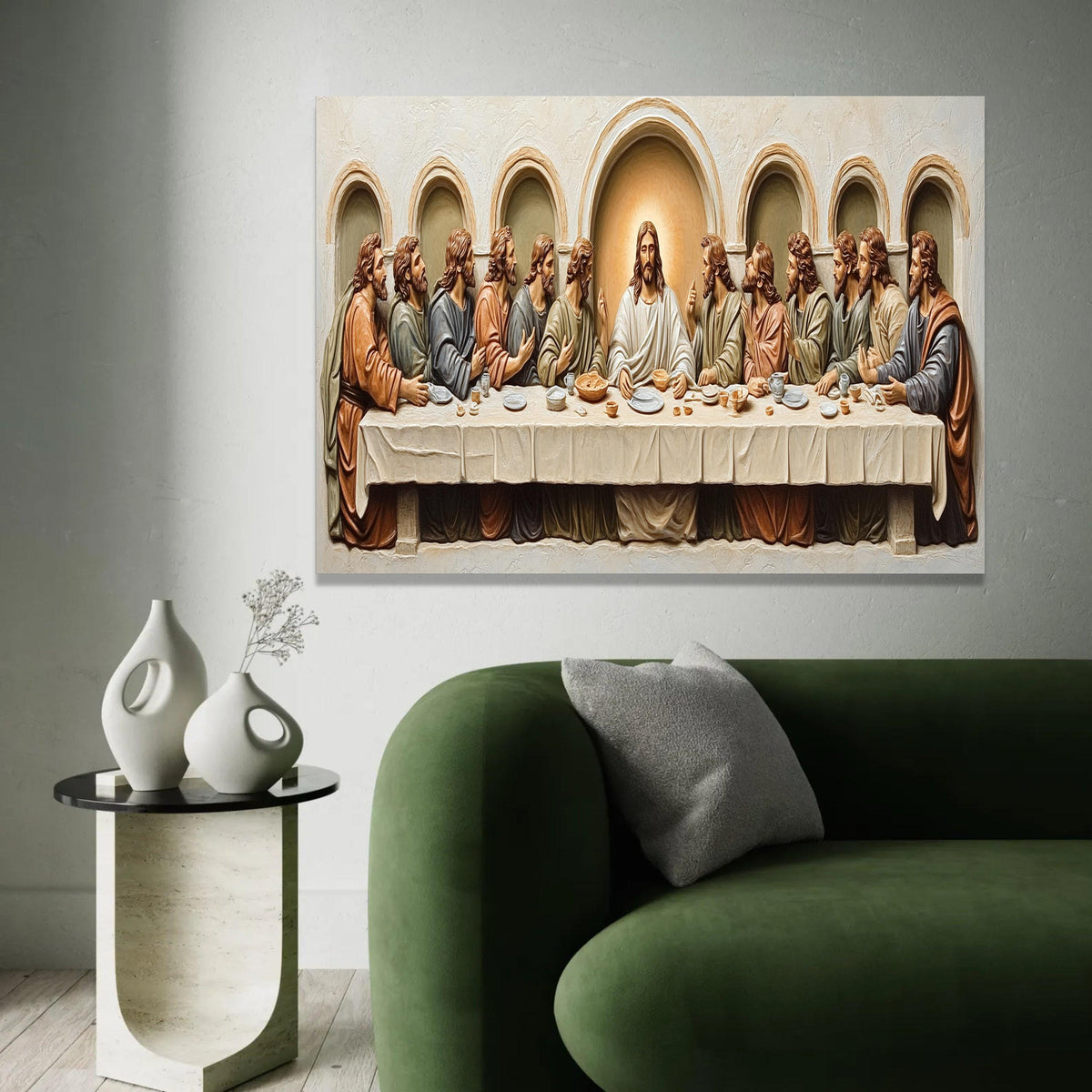 The Last Supper Canvas Wall Art, Religious Christian Decor, Jesus and Apostles Painting, Spiritual Home Decoration, Ready To Hang Decoration