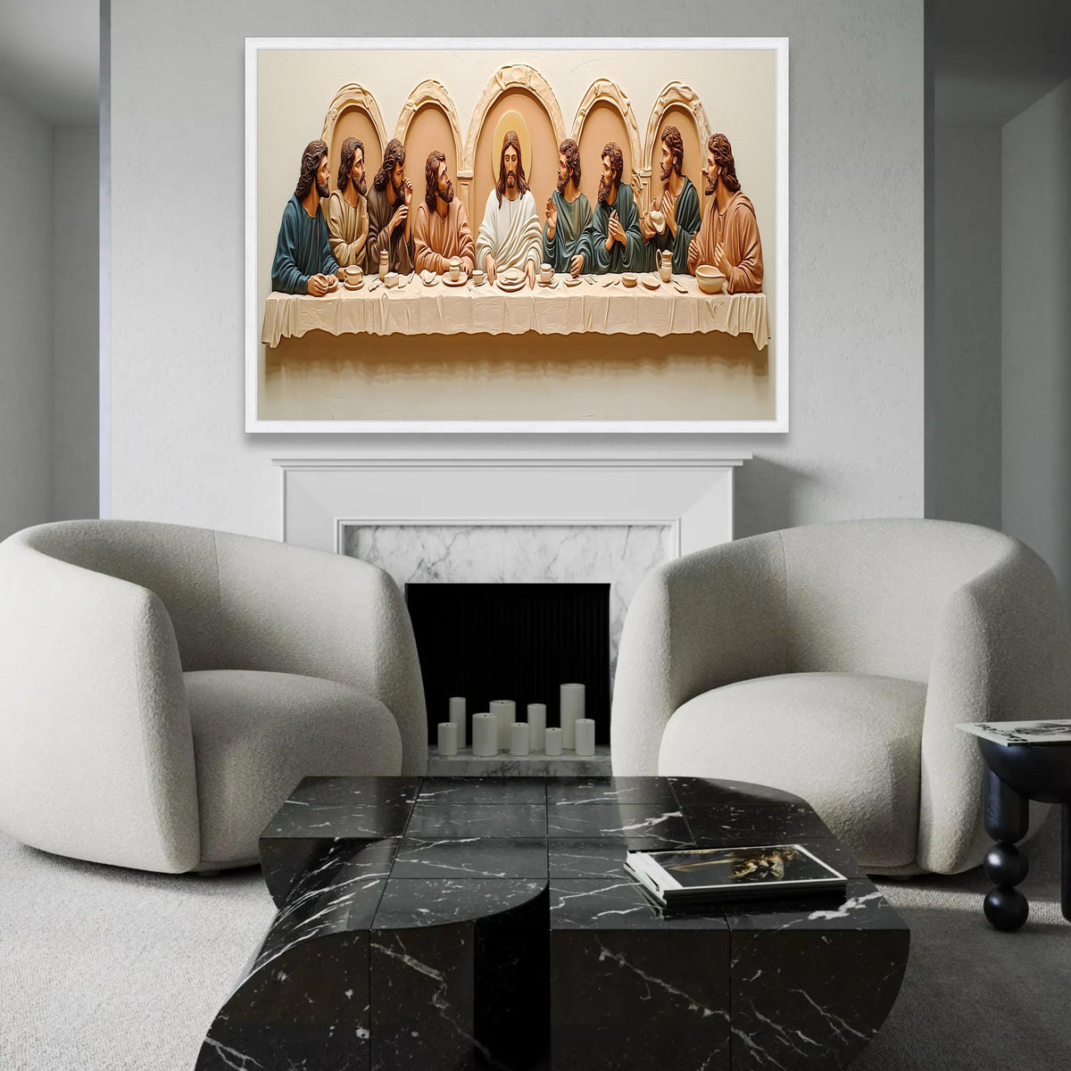 The Last Supper Canvas Wall Art, Religious Christian Decor, Jesus and Disciples Painting, Sacred Bible Story Ready To Hang Decoration