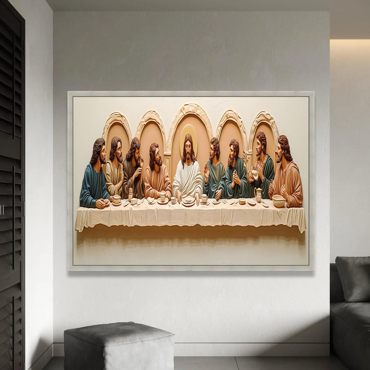 The Last Supper Canvas Wall Art, Religious Christian Decor, Jesus and Disciples Painting, Sacred Bible Story Ready To Hang Decoration