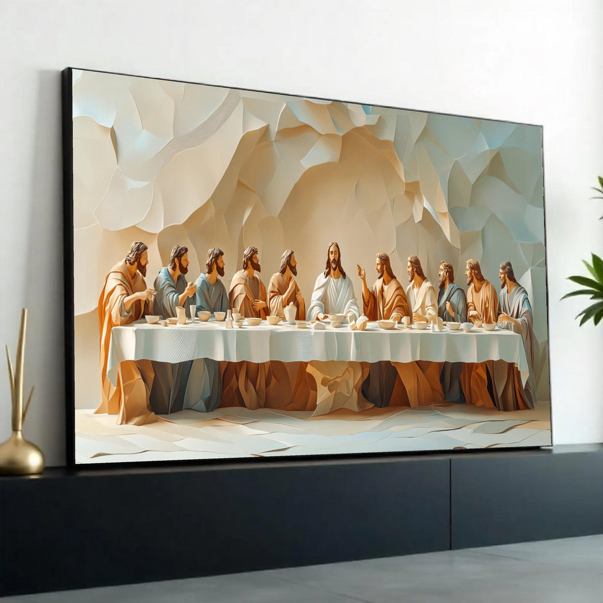 The Last Supper Canvas Wall Art, Religious Christian Decor, Jesus and Disciples Painting, Spiritual Home Ready To Hang Decoration