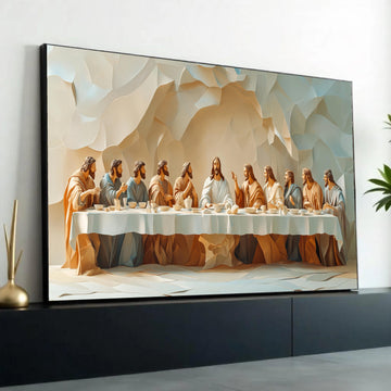 The Last Supper Canvas Wall Art, Religious Christian Decor, Jesus and Disciples Painting, Spiritual Home Ready To Hang Decoration