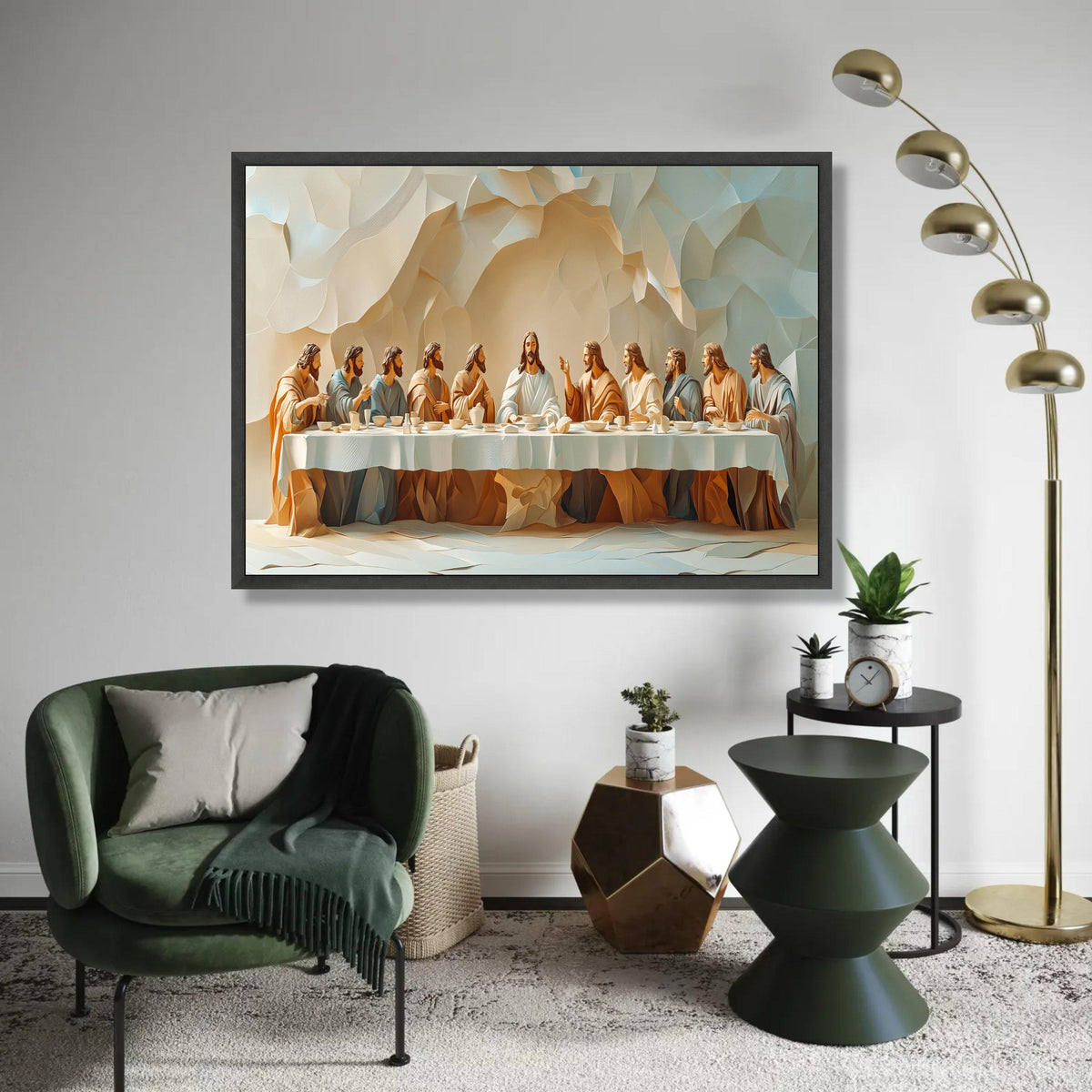 The Last Supper Canvas Wall Art, Religious Christian Decor, Jesus and Disciples Painting, Spiritual Home Ready To Hang Decoration