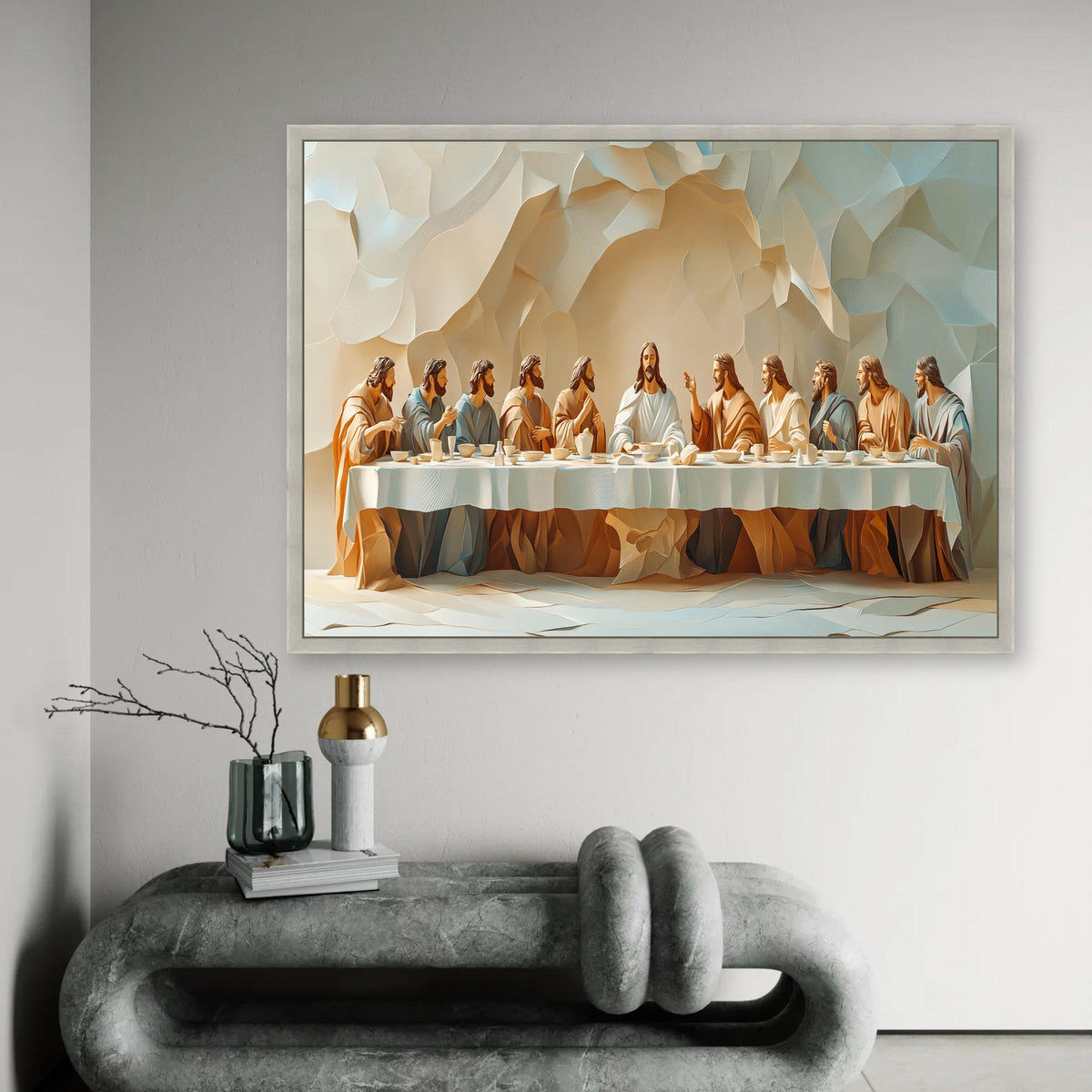 The Last Supper Canvas Wall Art, Religious Christian Decor, Jesus and Disciples Painting, Spiritual Home Ready To Hang Decoration