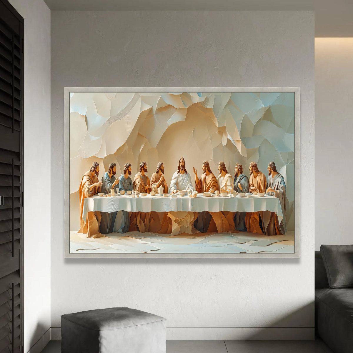 The Last Supper Canvas Wall Art, Religious Christian Decor, Jesus and Disciples Painting, Spiritual Home Ready To Hang Decoration
