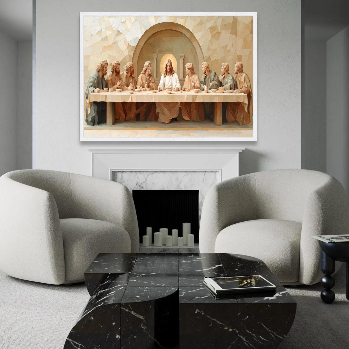 The Last Supper Canvas Wall Art, Jesus and Disciples Religious Painting, Christian Home Decor, Spiritual Canvas Ready To Hang Decoration