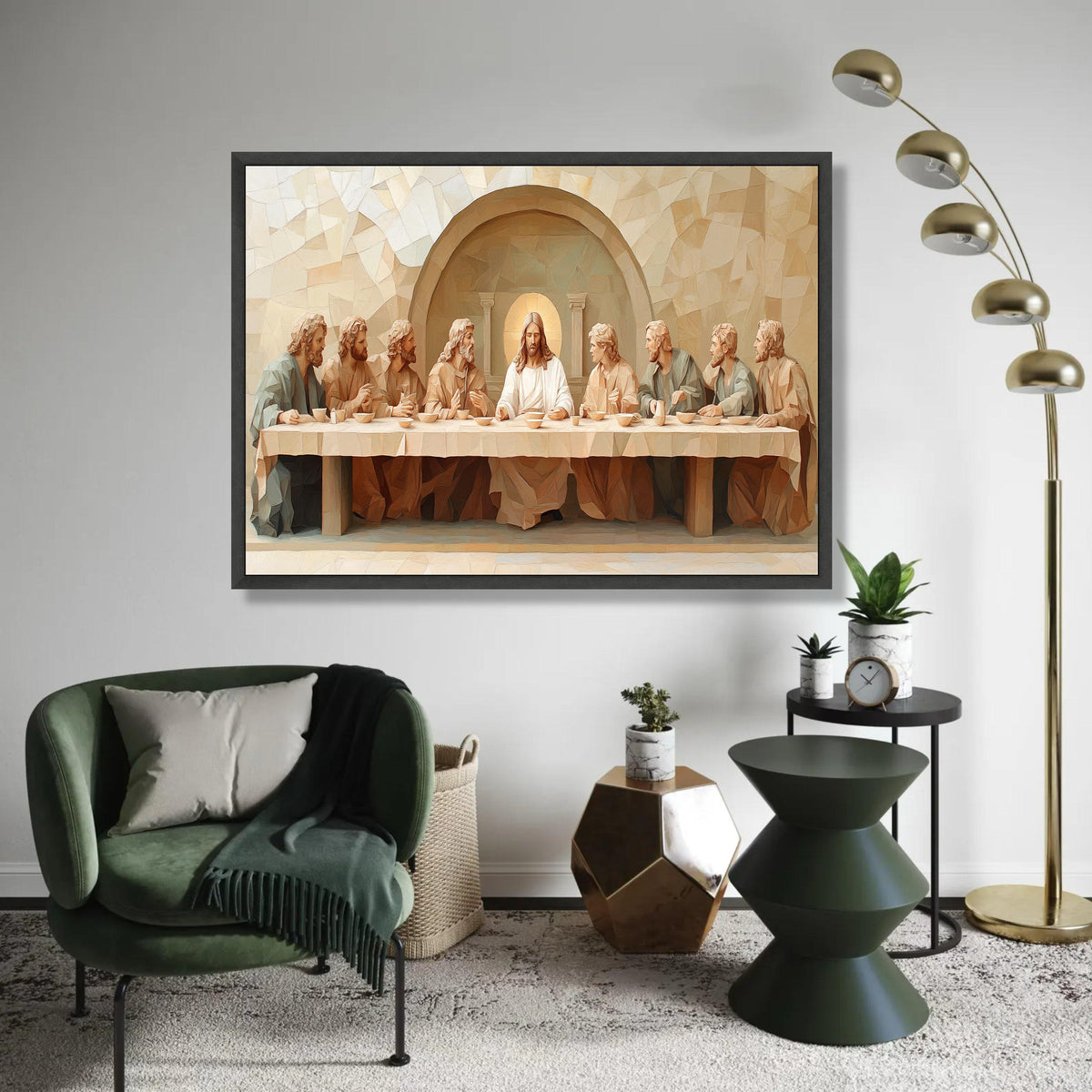 The Last Supper Canvas Wall Art, Jesus and Disciples Religious Painting, Christian Home Decor, Spiritual Canvas Ready To Hang Decoration