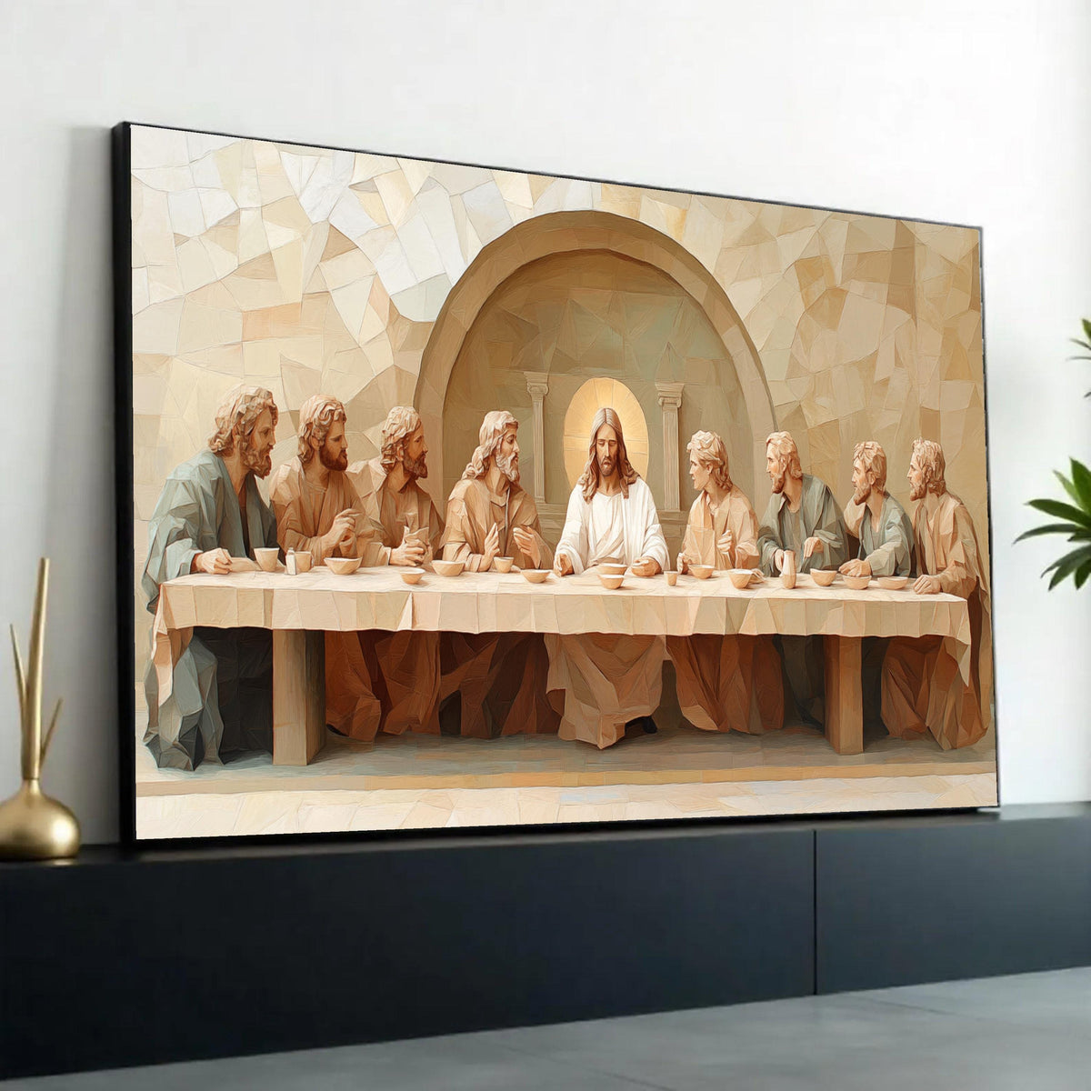 The Last Supper Canvas Wall Art, Jesus and Disciples Religious Painting, Christian Home Decor, Spiritual Canvas Ready To Hang Decoration