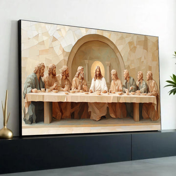 The Last Supper Canvas Wall Art, Jesus and Disciples Religious Painting, Christian Home Decor, Spiritual Canvas Ready To Hang Decoration