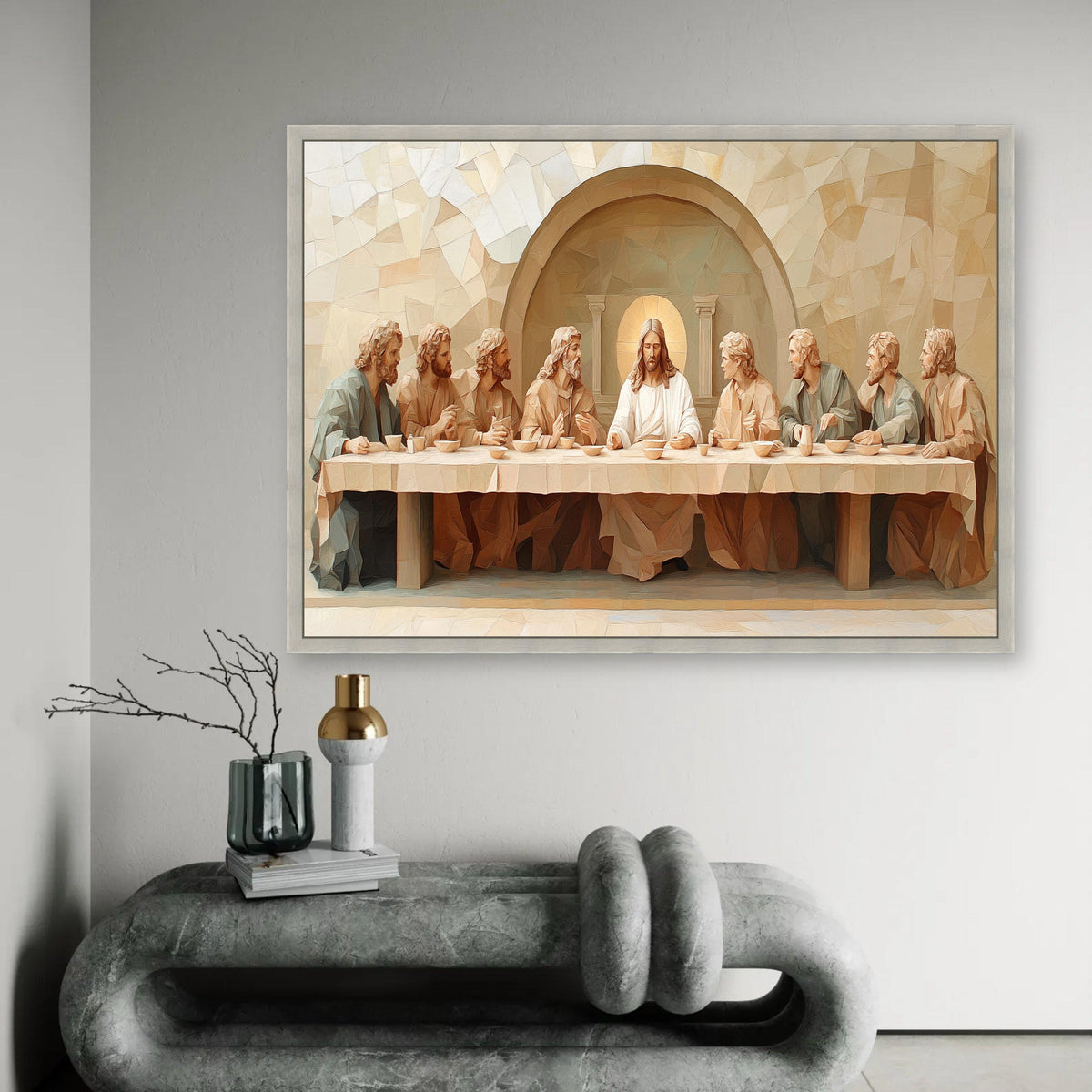 The Last Supper Canvas Wall Art, Jesus and Disciples Religious Painting, Christian Home Decor, Spiritual Canvas Ready To Hang Decoration