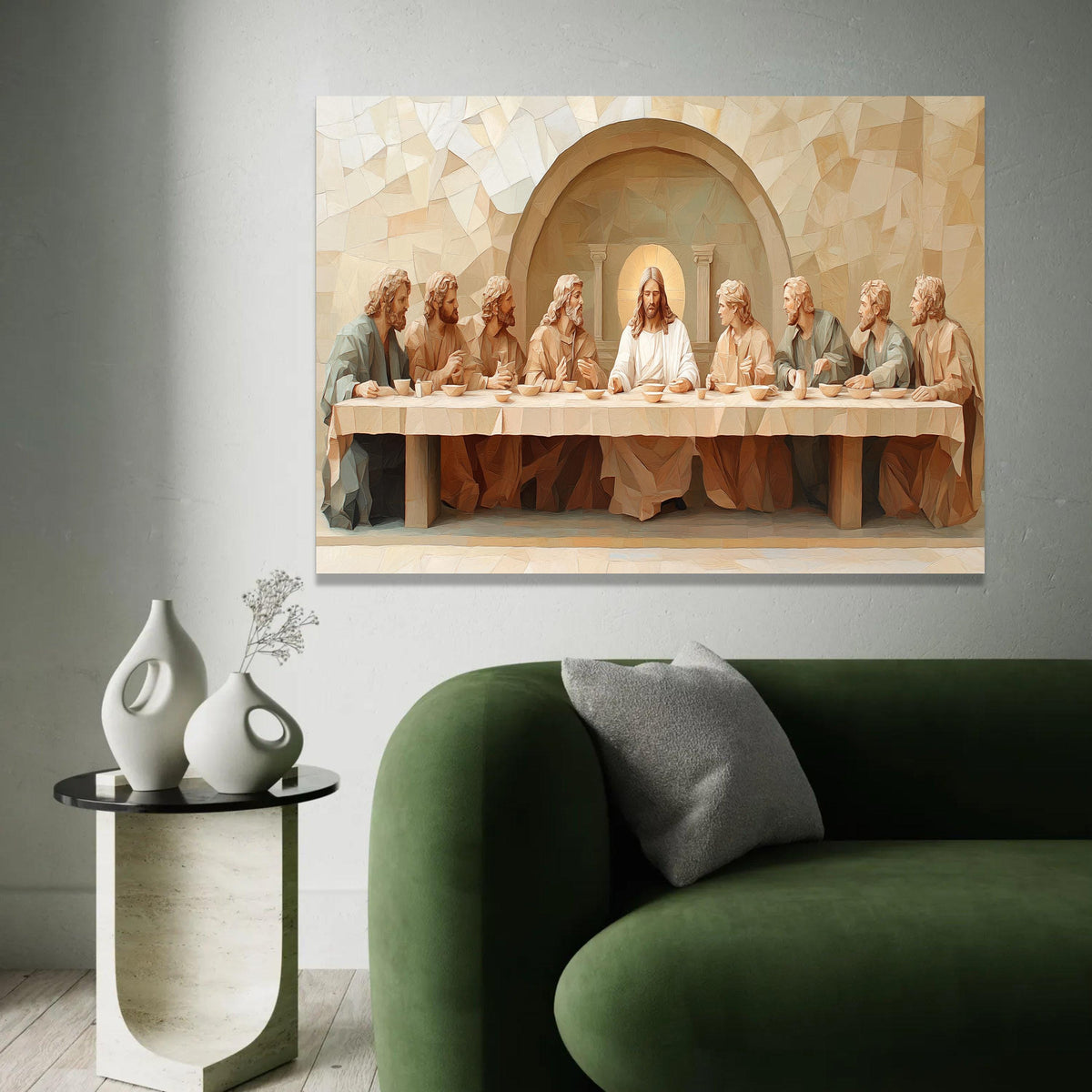 The Last Supper Canvas Wall Art, Jesus and Disciples Religious Painting, Christian Home Decor, Spiritual Canvas Ready To Hang Decoration