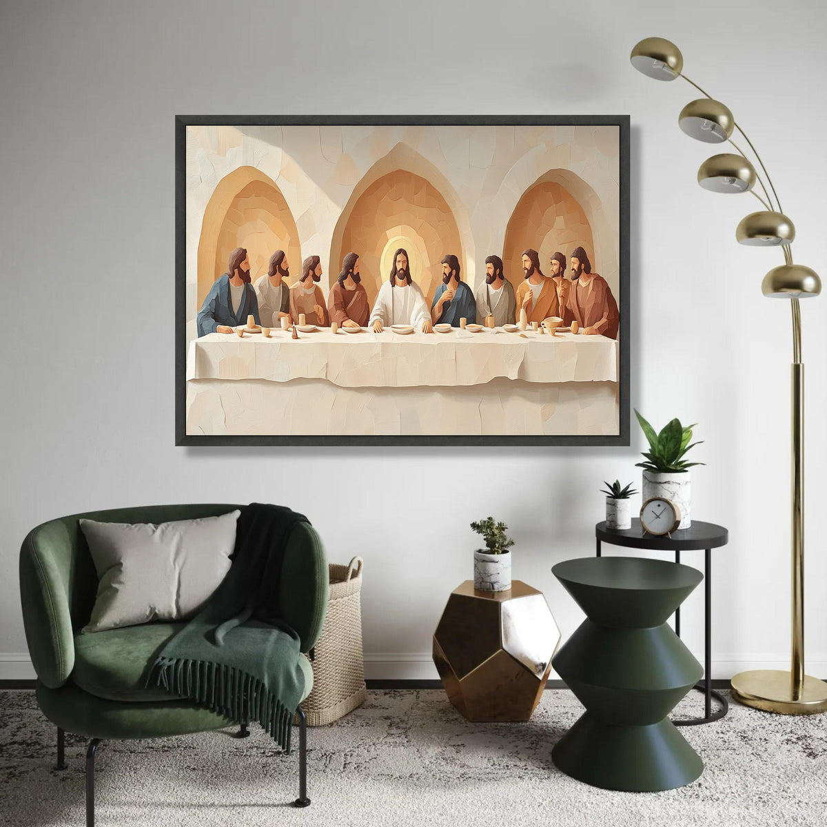 The Last Supper Canvas Wall Art, Religious Jesus and Apostles Painting, Spiritual Christian Decor, Biblical Scene Ready To Hang Decoration