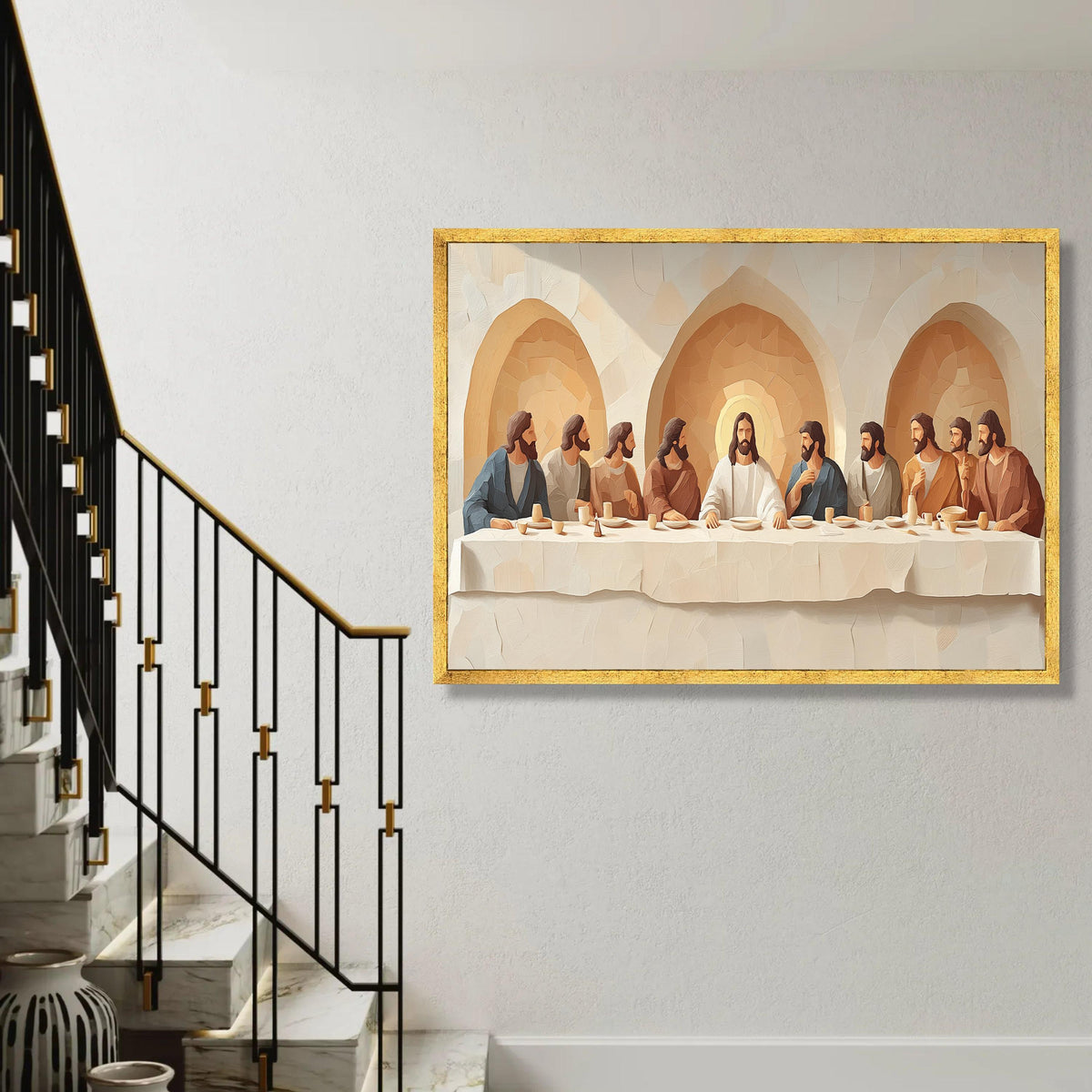 The Last Supper Canvas Wall Art, Religious Jesus and Apostles Painting, Spiritual Christian Decor, Biblical Scene Ready To Hang Decoration