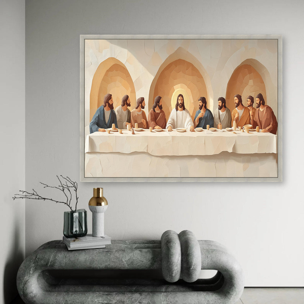 The Last Supper Canvas Wall Art, Religious Jesus and Apostles Painting, Spiritual Christian Decor, Biblical Scene Ready To Hang Decoration