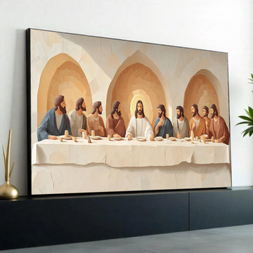 The Last Supper Canvas Wall Art, Religious Jesus and Apostles Painting, Spiritual Christian Decor, Biblical Scene Ready To Hang Decoration