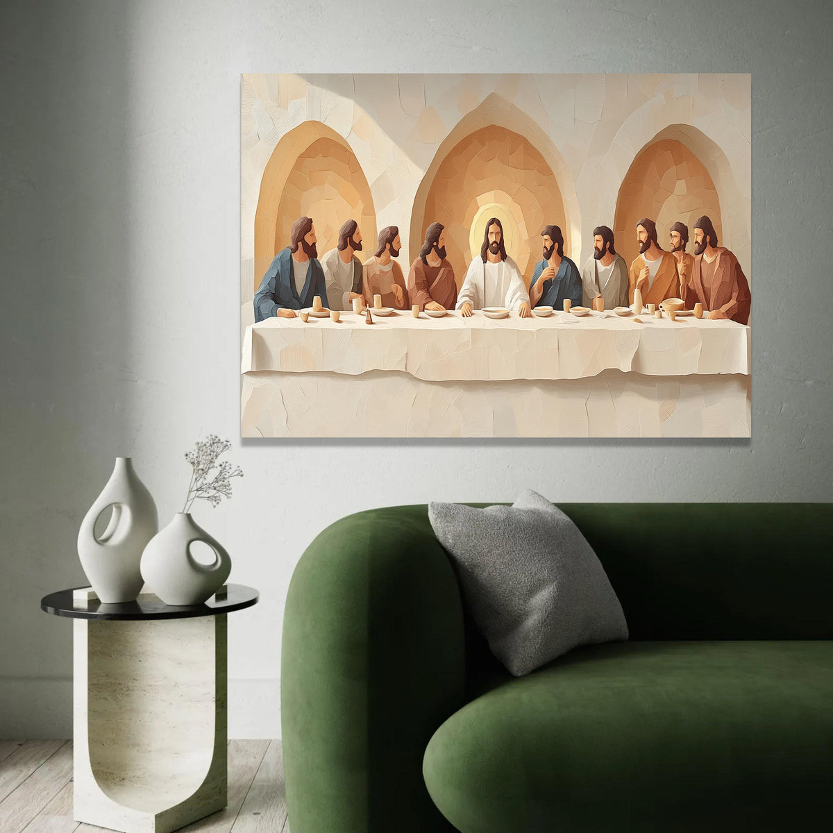 The Last Supper Canvas Wall Art, Religious Jesus and Apostles Painting, Spiritual Christian Decor, Biblical Scene Ready To Hang Decoration