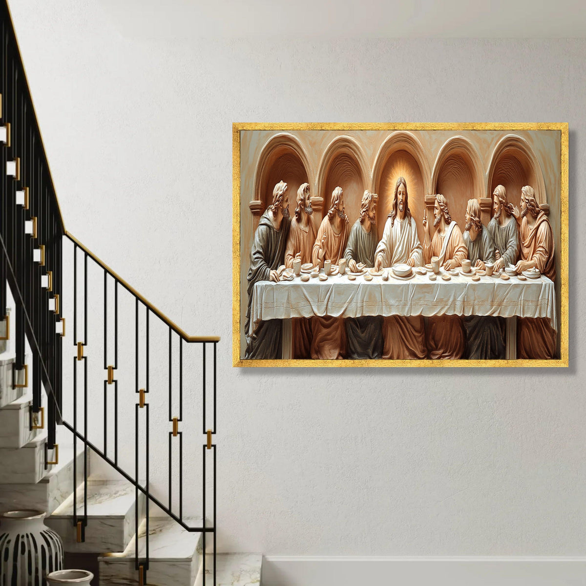 The Last Supper Canvas Wall Art, Religious Christian Decor, Jesus and Apostles Painting, Spiritual Home Decoration, Ready To Hang Decoration