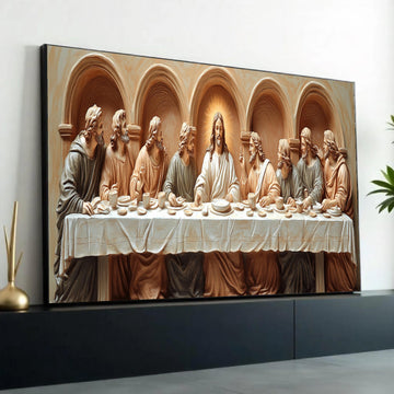 The Last Supper Canvas Wall Art, Religious Christian Decor, Jesus and Apostles Painting, Spiritual Home Decoration, Ready To Hang Decoration