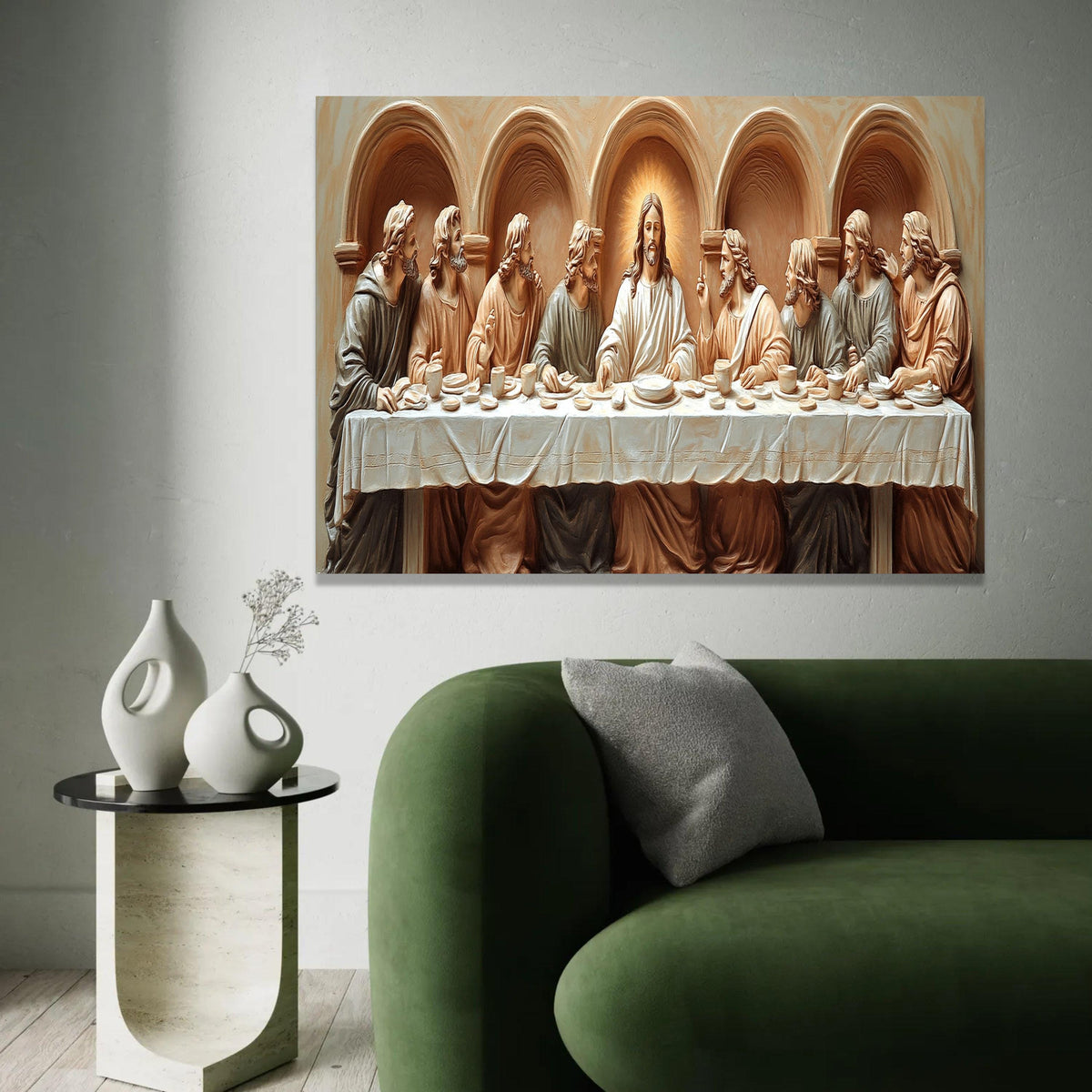 The Last Supper Canvas Wall Art, Religious Christian Decor, Jesus and Apostles Painting, Spiritual Home Decoration, Ready To Hang Decoration