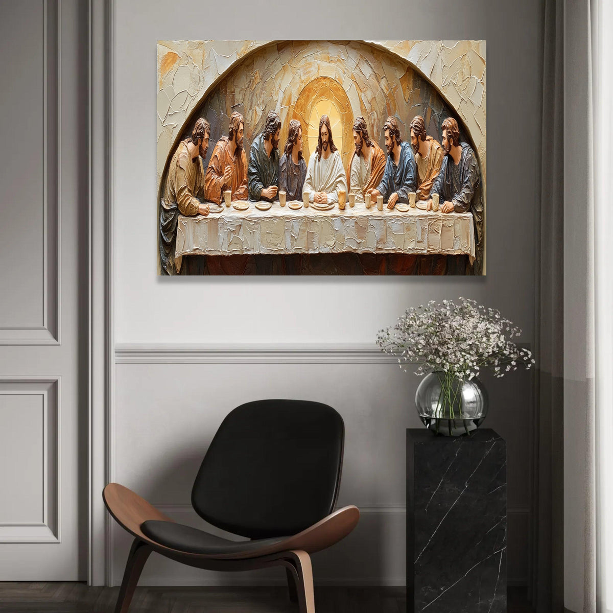 The Last Supper Canvas Wall Art, Religious Jesus Christ Painting, Christian Home Decor, Spiritual Canvas Artwork, Ready To Hang Decoration