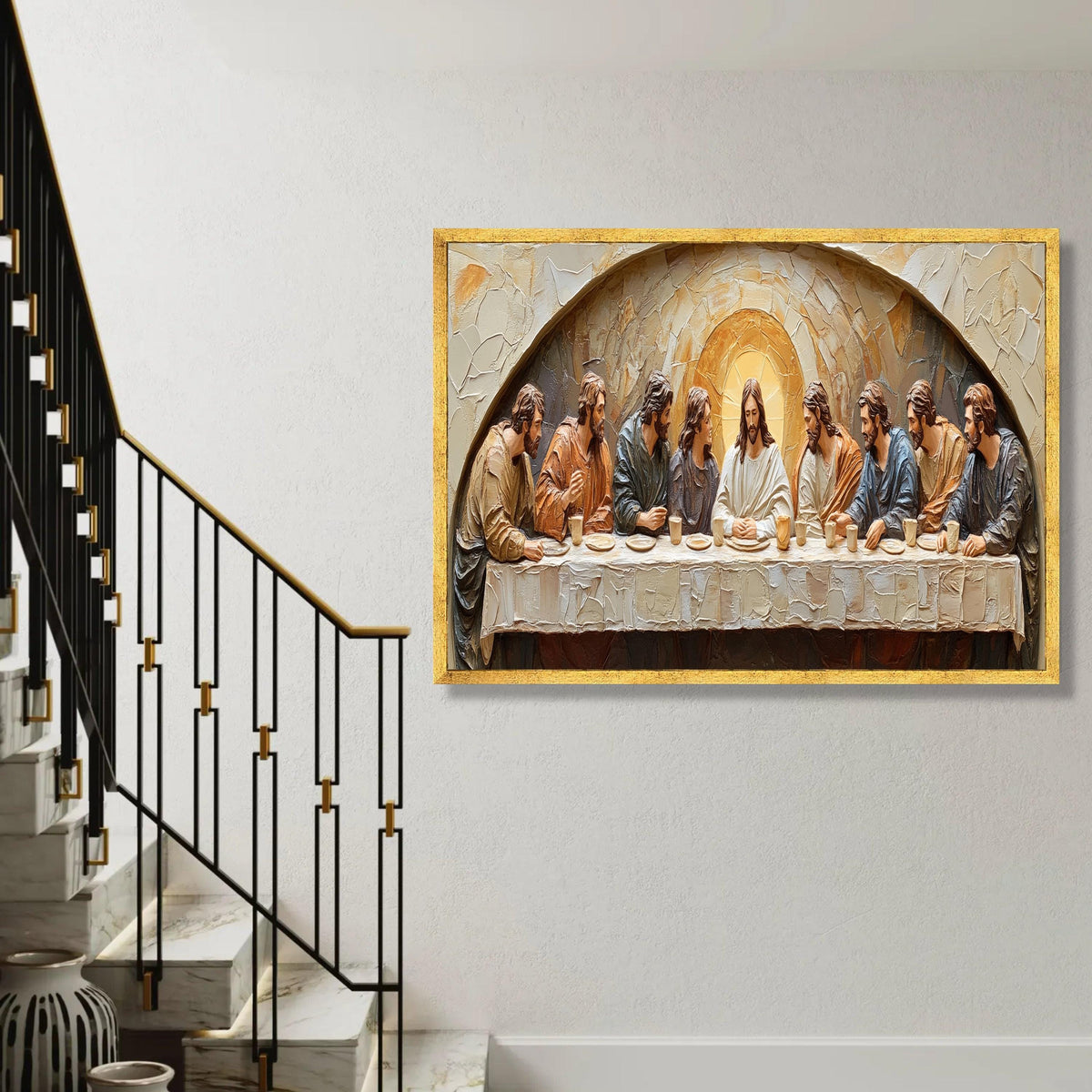 The Last Supper Canvas Wall Art, Religious Jesus Christ Painting, Christian Home Decor, Spiritual Canvas Artwork, Ready To Hang Decoration