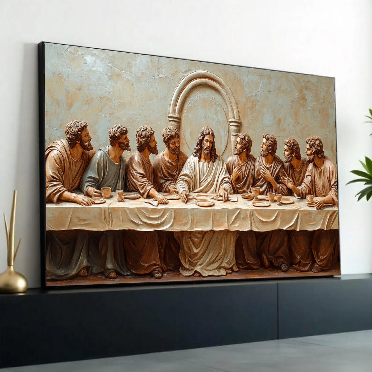 The Last Supper Canvas Wall Art, Jesus and Apostles Religious Decor, Style Christian Canvas, Spiritual Home Ready To Hang Decoration