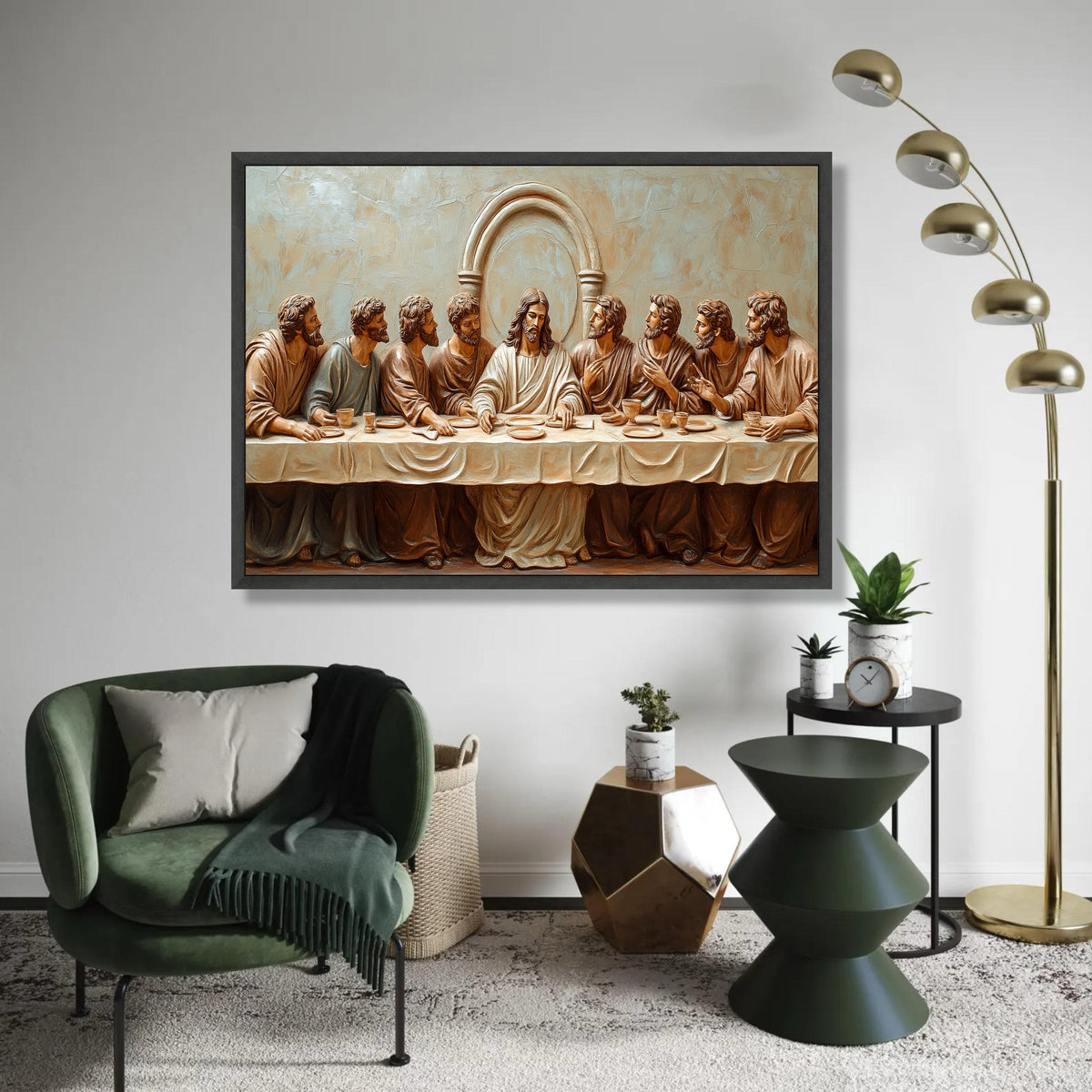 The Last Supper Canvas Wall Art, Jesus and Apostles Religious Decor, Style Christian Canvas, Spiritual Home Ready To Hang Decoration