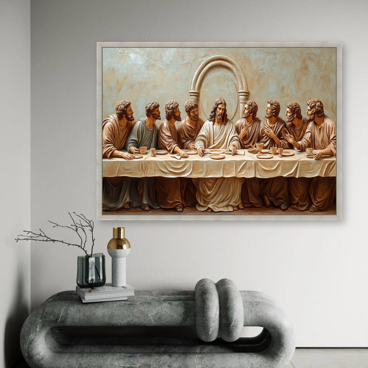 The Last Supper Canvas Wall Art, Jesus and Apostles Religious Decor, Style Christian Canvas, Spiritual Home Ready To Hang Decoration