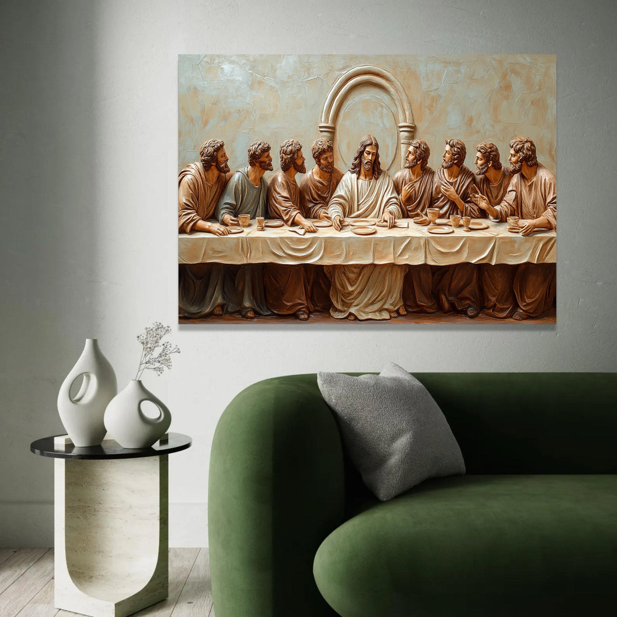 The Last Supper Canvas Wall Art, Jesus and Apostles Religious Decor, Style Christian Canvas, Spiritual Home Ready To Hang Decoration