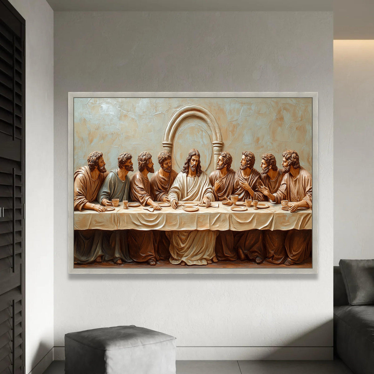 The Last Supper Canvas Wall Art, Jesus and Apostles Religious Decor, Style Christian Canvas, Spiritual Home Ready To Hang Decoration