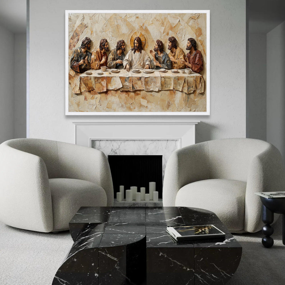 The Last Supper Canvas Wall Art, Religious Christian Decor, Jesus and Disciples, Effect Canvas, Spiritual Home Ready To Hang Decoration