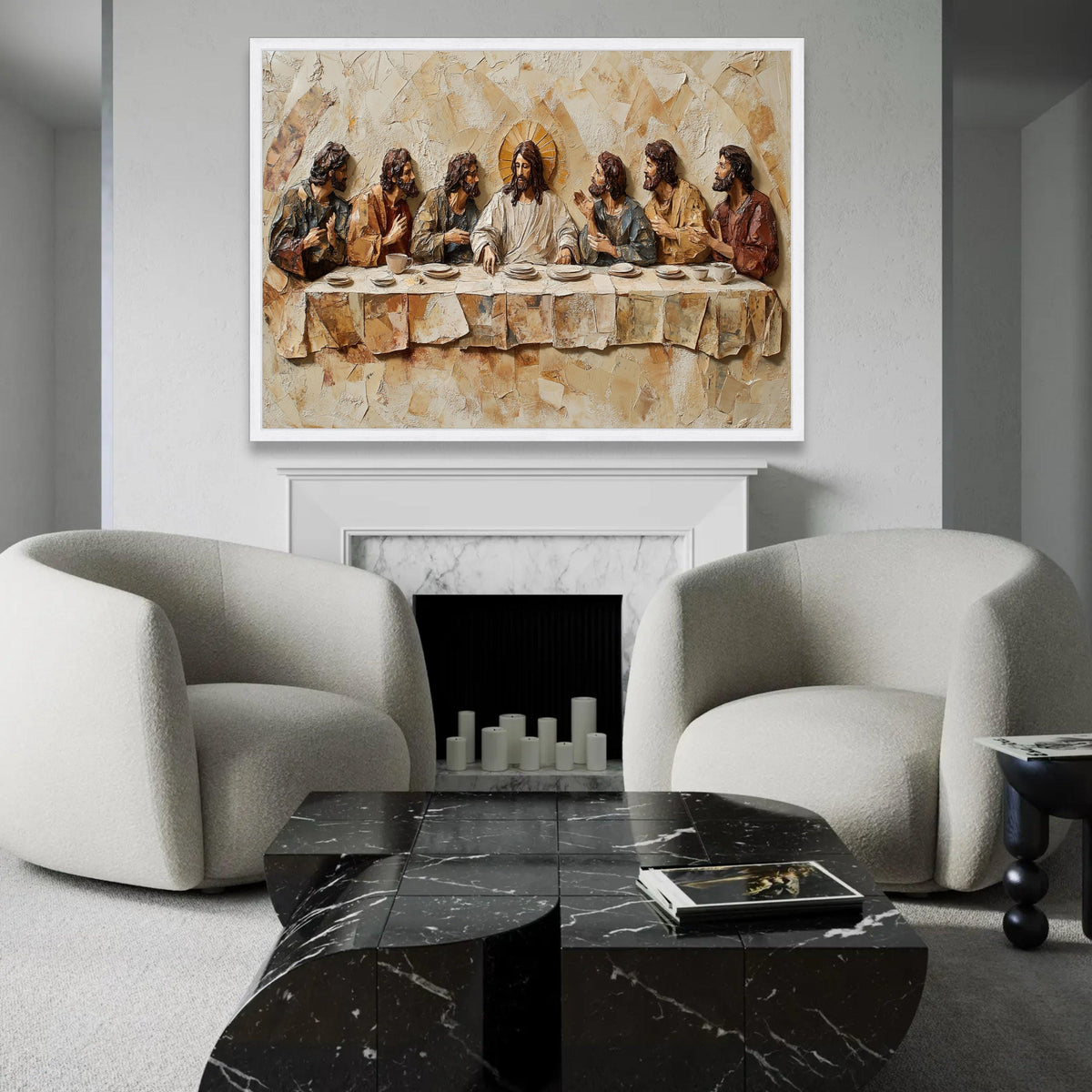 The Last Supper Canvas Wall Art, Religious Christian Decor, Jesus and Disciples, Effect Canvas, Spiritual Home Ready To Hang Decoration