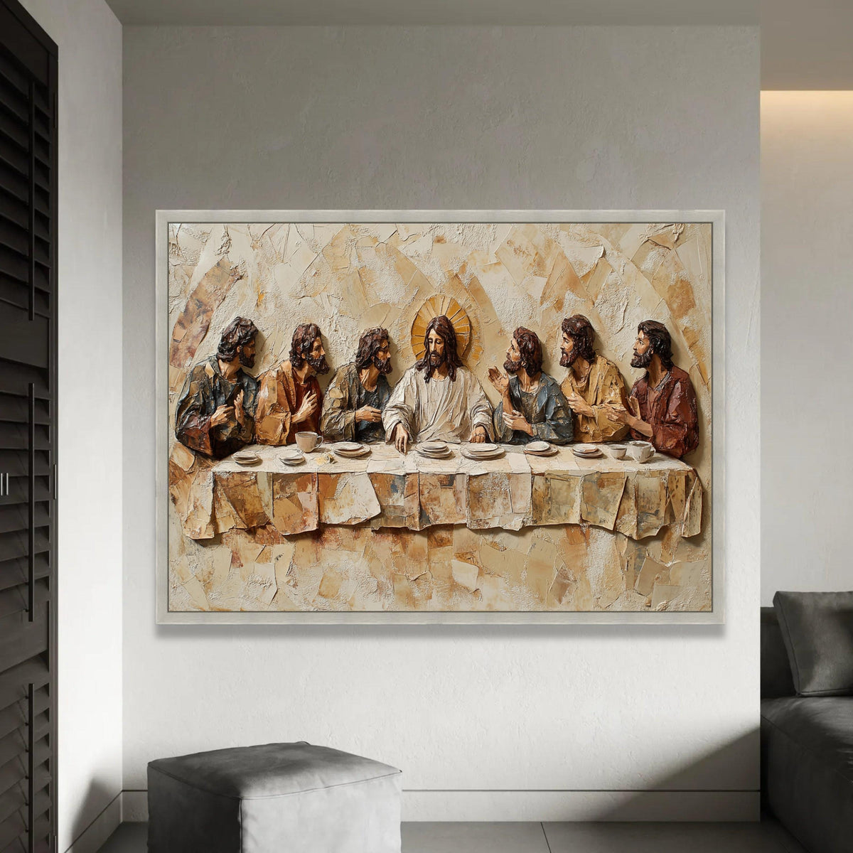The Last Supper Canvas Wall Art, Religious Christian Decor, Jesus and Disciples, Effect Canvas, Spiritual Home Ready To Hang Decoration