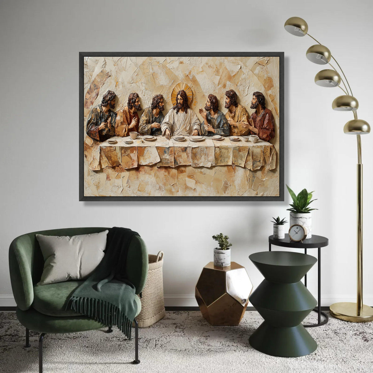 The Last Supper Canvas Wall Art, Religious Christian Decor, Jesus and Disciples, Effect Canvas, Spiritual Home Ready To Hang Decoration