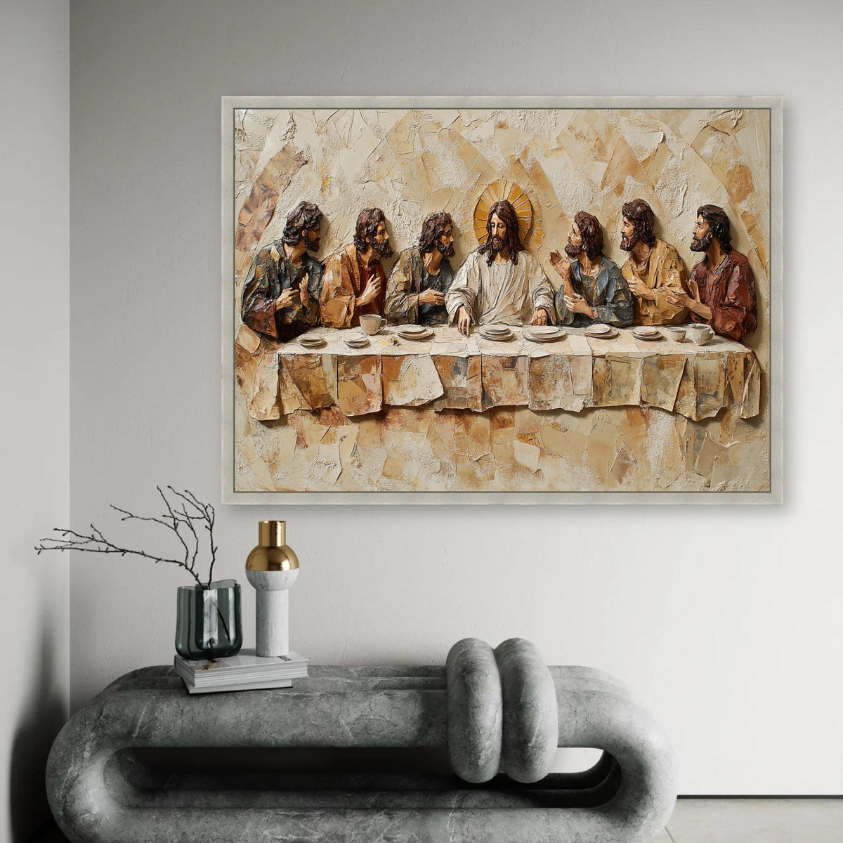 The Last Supper Canvas Wall Art, Religious Christian Decor, Jesus and Disciples, Effect Canvas, Spiritual Home Ready To Hang Decoration