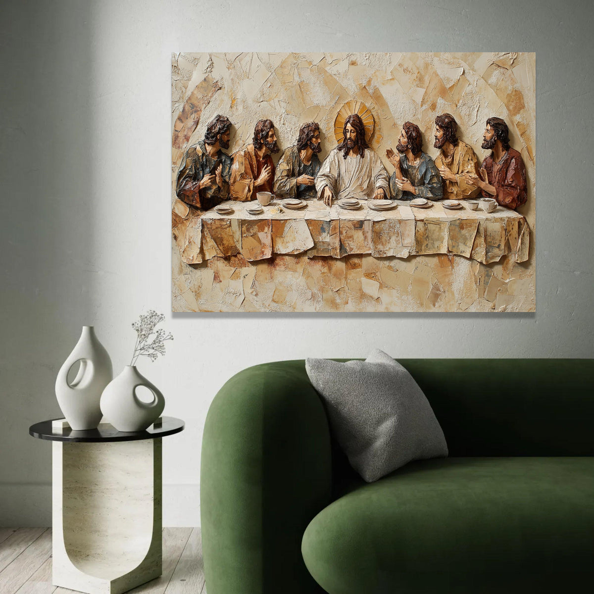 The Last Supper Canvas Wall Art, Religious Christian Decor, Jesus and Disciples, Effect Canvas, Spiritual Home Ready To Hang Decoration