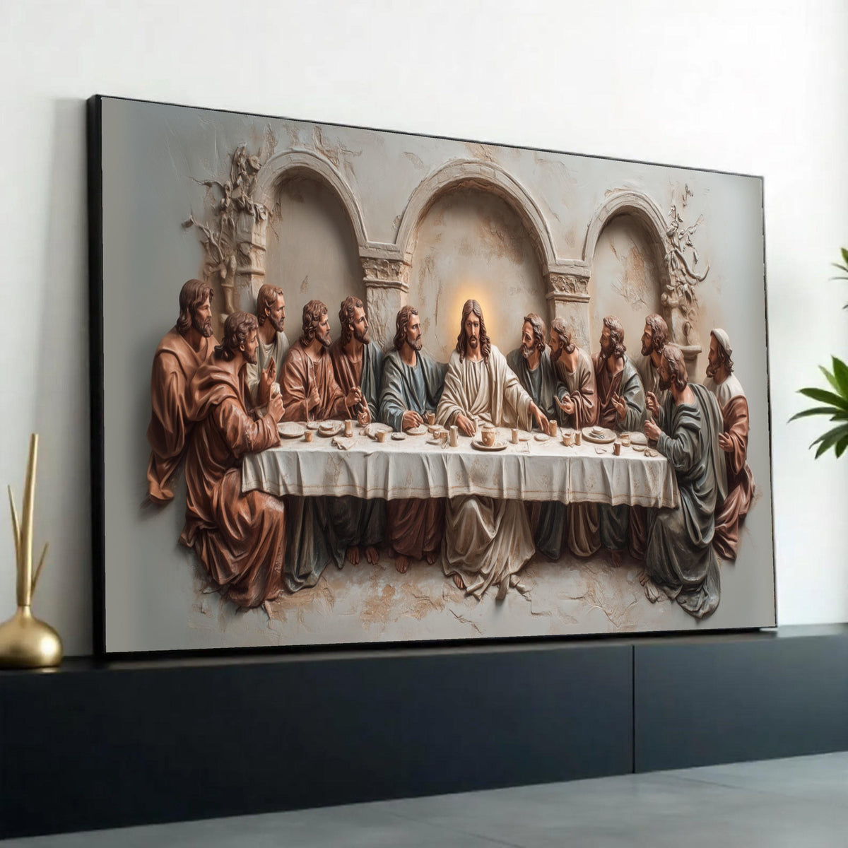 The Last Supper Canvas Wall Art, Christian Religious Decor, Jesus and Apostles Painting, Biblical Scene Canvas, Ready To Hang Decoration