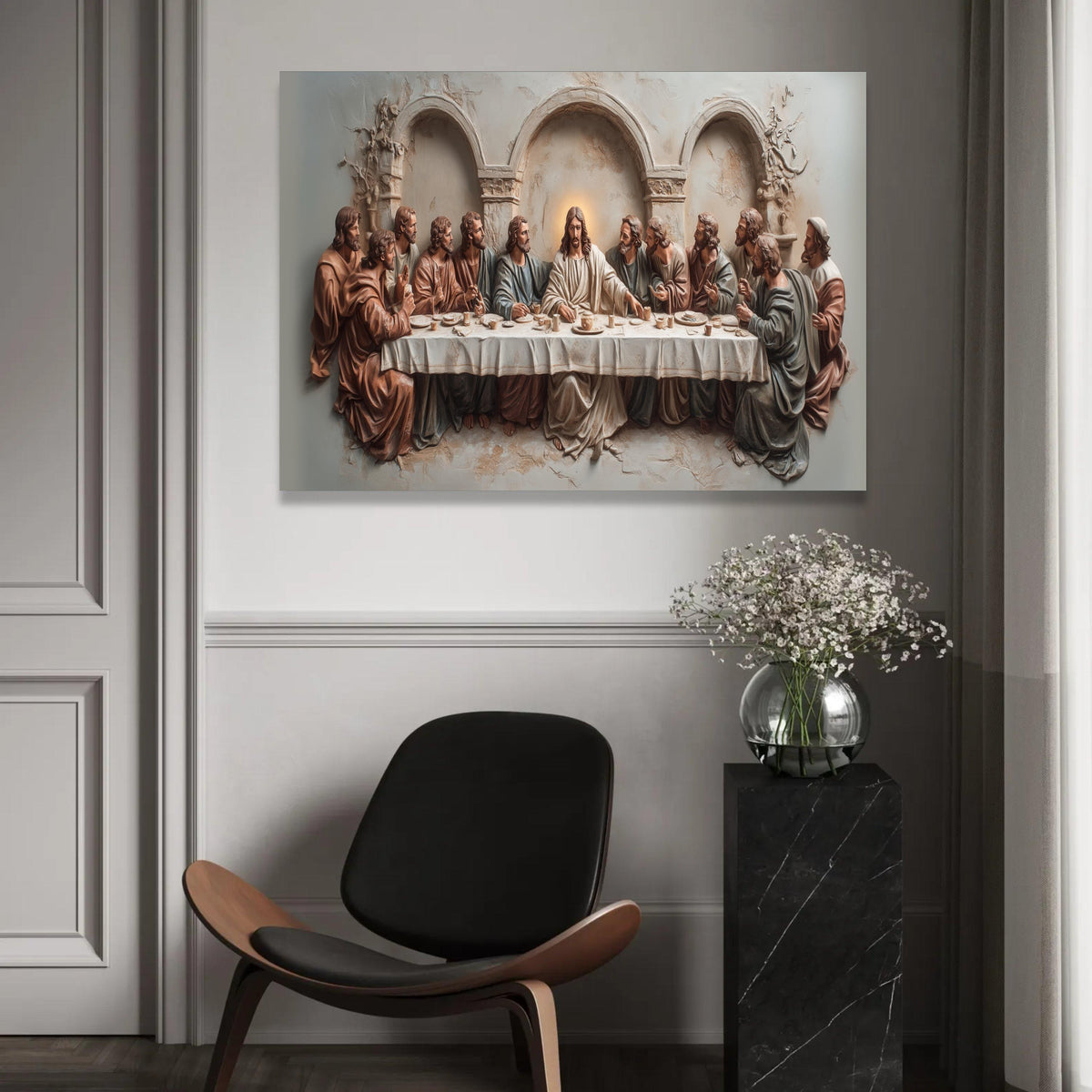 The Last Supper Canvas Wall Art, Christian Religious Decor, Jesus and Apostles Painting, Biblical Scene Canvas, Ready To Hang Decoration
