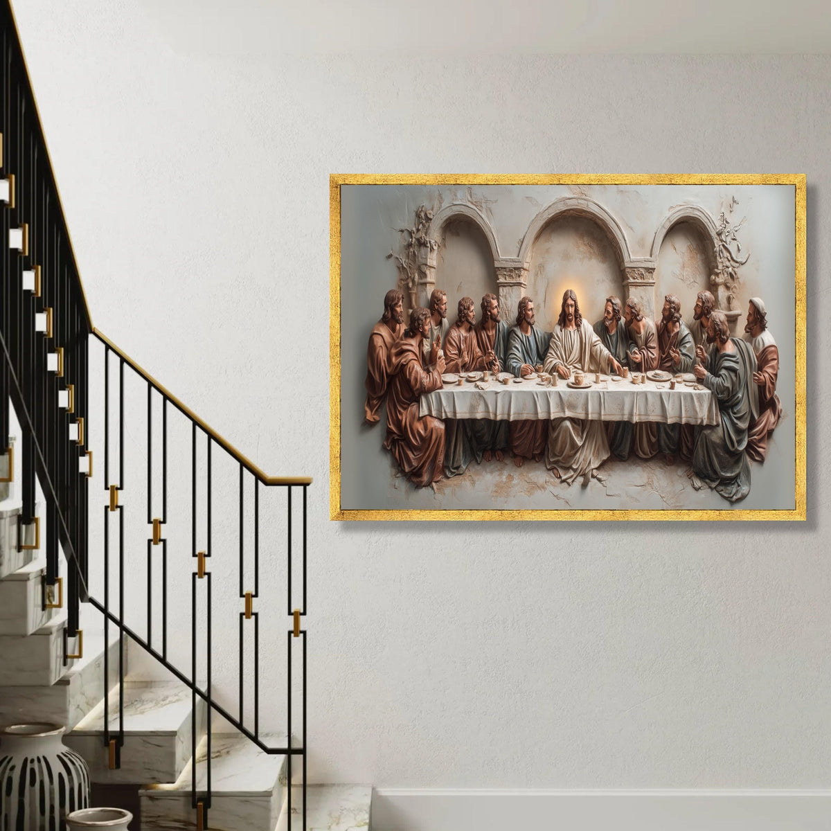 The Last Supper Canvas Wall Art, Christian Religious Decor, Jesus and Apostles Painting, Biblical Scene Canvas, Ready To Hang Decoration
