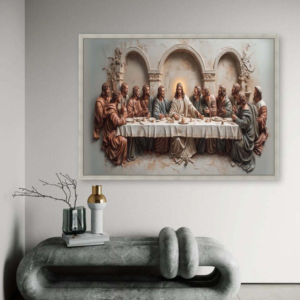The Last Supper Canvas Wall Art, Christian Religious Decor, Jesus and Apostles Painting, Biblical Scene Canvas, Ready To Hang Decoration
