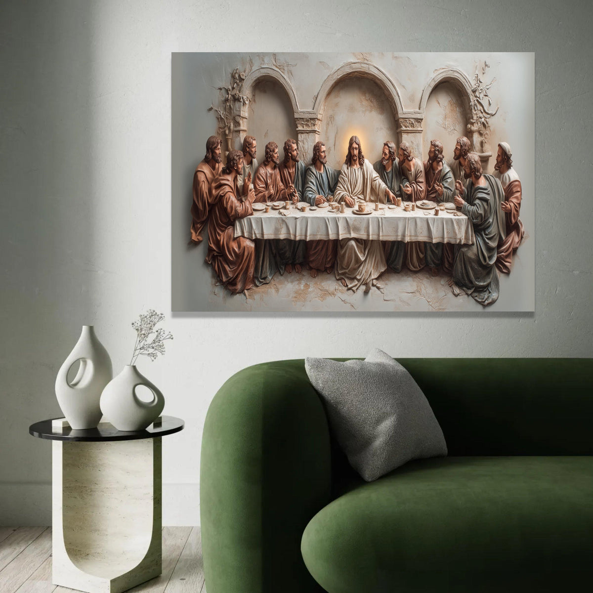 The Last Supper Canvas Wall Art, Christian Religious Decor, Jesus and Apostles Painting, Biblical Scene Canvas, Ready To Hang Decoration